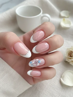 Photo-real Salon French Tips Nails - French Tips nail art - featuring nail art, red - nail art inspiration and design ideas