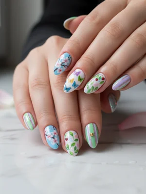 Photo-real Salon Spring Nails - Spring nail art - featuring nail art, red, spring - nail art inspiration and design ideas