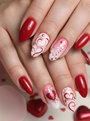 Photo-real Salon Valentine's Day Nails - Valentine's Day nail art - featuring nail art, red - nail art inspiration and design ideas
