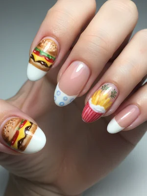 Photo-real Salon Lunch Nails - Lunch nail art - featuring nail art, red - nail art inspiration and design ideas