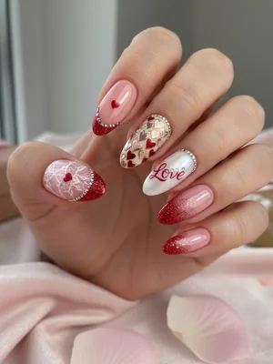 Photo-real Salon Valentine's Day Nails - Valentine's Day nail art - featuring nail art, red - nail art inspiration and design ideas