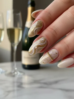 Photo-real Salon Champagne Nails - Champagne nail art - featuring nail art, red - nail art inspiration and design ideas