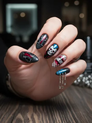 Photo-real Salon Punk Nails - Punk nail art - featuring nail art, red - nail art inspiration and design ideas