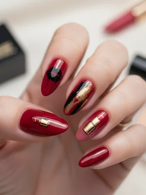 Photo-real Salon Lipstick Nails - Lipstick nail art - featuring nail art, red - nail art inspiration and design ideas