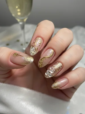 Photo-real Salon Champagne Nails - Champagne nail art - featuring nail art, red - nail art inspiration and design ideas