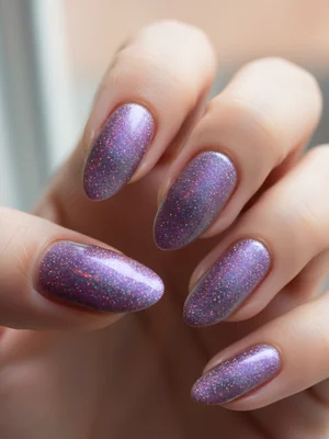 Iridescent Purple Holographic Shimmer Purple Nails