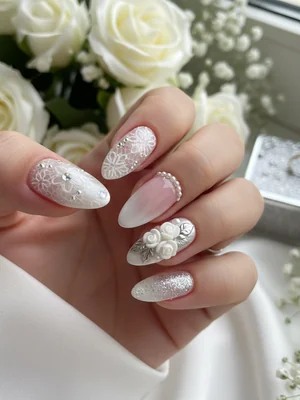 Beautiful Photo-real Salon Wedding Nails