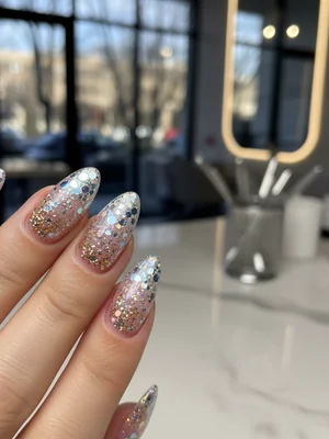 Stunning Photo-real Salon Glitter Application Nails