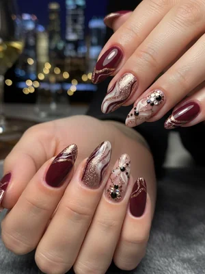 Sophisticated Photo-real Salon Date Night Nails - Date Night nail art - featuring nail art, red, date night - nail art inspiration and design ideas