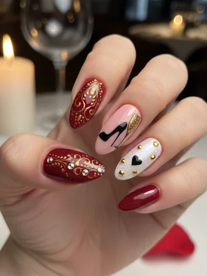 Beautiful Photo-real Salon Date Night Nails - Date Night nail art - featuring nail art, red, date night - nail art inspiration and design ideas