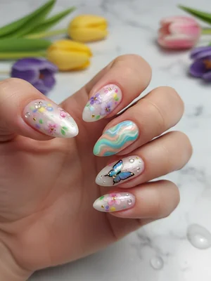 Sophisticated Photo-real Salon Spring Nails - Spring nail art - featuring nail art, red, spring - nail art inspiration and design ideas