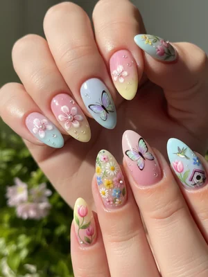 Stunning Photo-real Salon Spring Nails - Spring nail art - featuring nail art, red, spring - nail art inspiration and design ideas