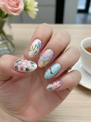 Gorgeous Photo-real Salon Spring Nails - Spring nail art - featuring nail art, red, spring - nail art inspiration and design ideas