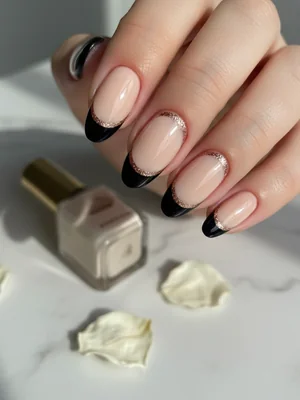 Sophisticated Photo-real Salon Reverse French Nails - Reverse French nail art - featuring nail art, red - nail art inspiration and design ideas