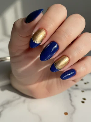 Beautiful Photo-real Salon Half Moon Nails