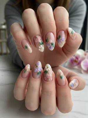 Sophisticated Photo-real Salon Floral Nails
