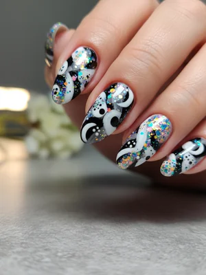 Glitter nail art design