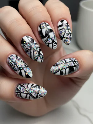 Glitter nail art design