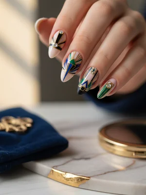Photo-real Salon Art Deco Nails - Art Deco nail art - featuring nail art, elegant, red - nail art inspiration and design ideas