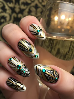 Stunning Photo-real Salon Art Deco Nails - Art Deco nail art - featuring nail art, red - nail art inspiration and design ideas