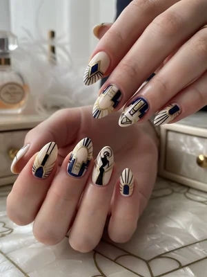 Sophisticated Photo-real Salon Art Deco Nails - Art Deco nail art - featuring nail art, red - nail art inspiration and design ideas
