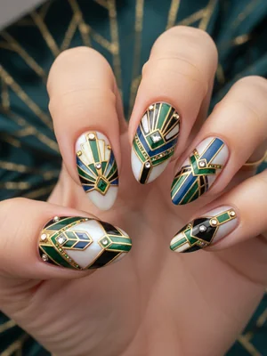 Gorgeous Photo-real Salon Art Deco Nails - Art Deco nail art - featuring nail art, red - nail art inspiration and design ideas
