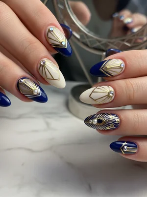 Sophisticated Photo-real Salon Art Deco Nails - Art Deco nail art - featuring nail art, red - nail art inspiration and design ideas
