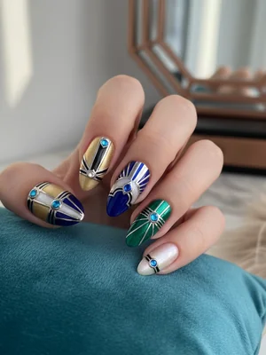 Beautiful Photo-real Salon Art Deco Nails - Art Deco nail art - featuring nail art, red - nail art inspiration and design ideas