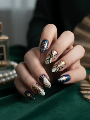 Gorgeous Photo-real Salon Art Deco Nails - Art Deco nail art - featuring nail art, red - nail art inspiration and design ideas