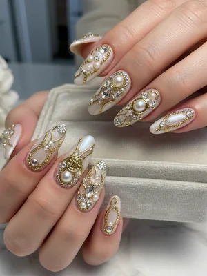 Photo-real Salon Embellished Nails - Embellished nail art - featuring nail art, elegant, red - nail art inspiration and design ideas
