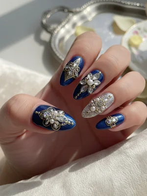 Sophisticated Photo-real Salon Embellished Nails - Embellished nail art - featuring nail art, red - nail art inspiration and design ideas