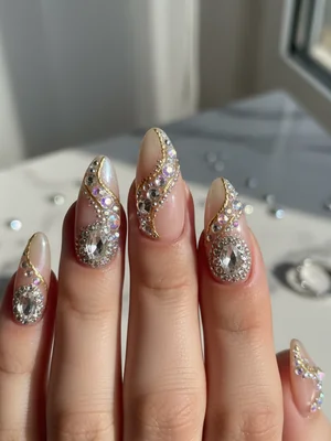 Sophisticated Photo-real Salon Rhinestone Nails