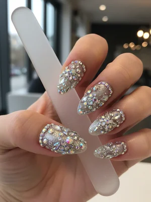 Stunning Photo-real Salon Rhinestone Nails