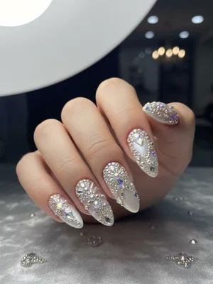 Stunning Photo-real Salon Rhinestone Nails