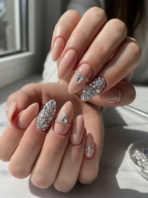 Sophisticated Photo-real Salon Rhinestone Nails