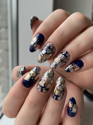 Sophisticated Photo-real Salon Foil Nails - Foil nail art - featuring nail art, red - nail art inspiration and design ideas