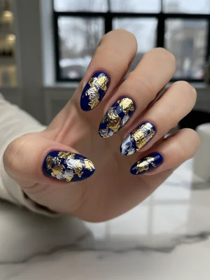 Photo-real Salon Foil Nails - Foil nail art - featuring nail art, elegant, red - nail art inspiration and design ideas