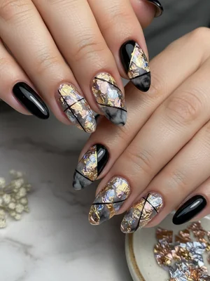 Sophisticated Photo-real Salon Foil Nails - Foil nail art - featuring nail art, red - nail art inspiration and design ideas