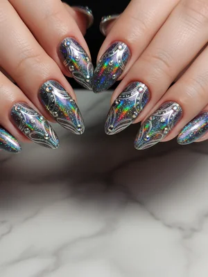 Photo-real Salon Holographic Nails