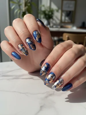 Stunning Photo-real Salon Foil Nails - Foil nail art - featuring nail art, red - nail art inspiration and design ideas