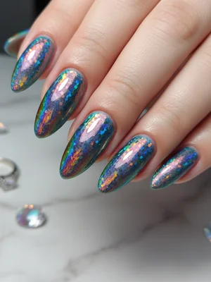 Beautiful Photo-real Salon Holographic Nails