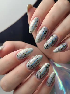 Sophisticated Photo-real Salon Holographic Nails