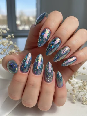 Beautiful Photo-real Salon Holographic Nails