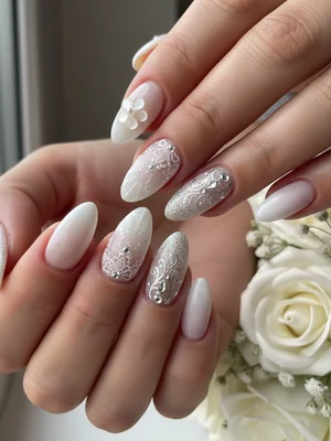 Gorgeous Photo-real Salon Bridal Nails