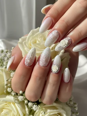 Beautiful Photo-real Salon Bridal Nails