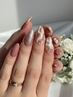 Beautiful Photo-real Salon Bridesmaid Nails