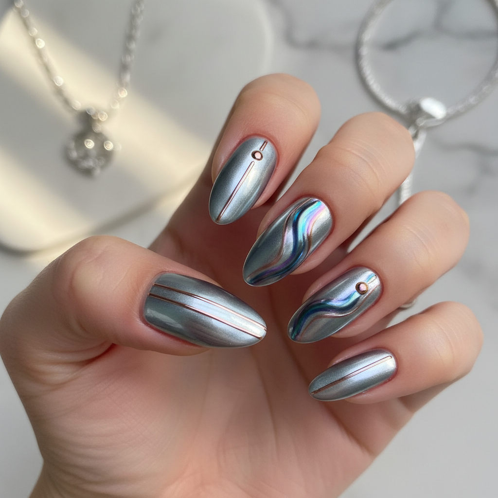 Photo-real Salon Chrome Nails Chrome nail art