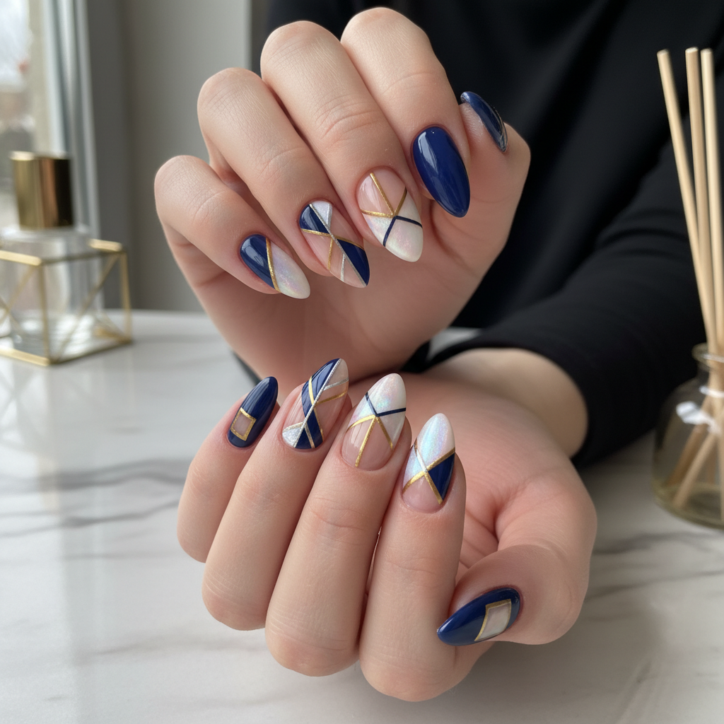 Photo-real Salon Geometric Nails Geometric nail art