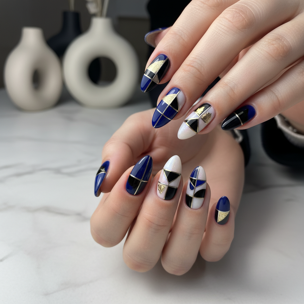 Photo-real Salon Geometric Nails Geometric nail art