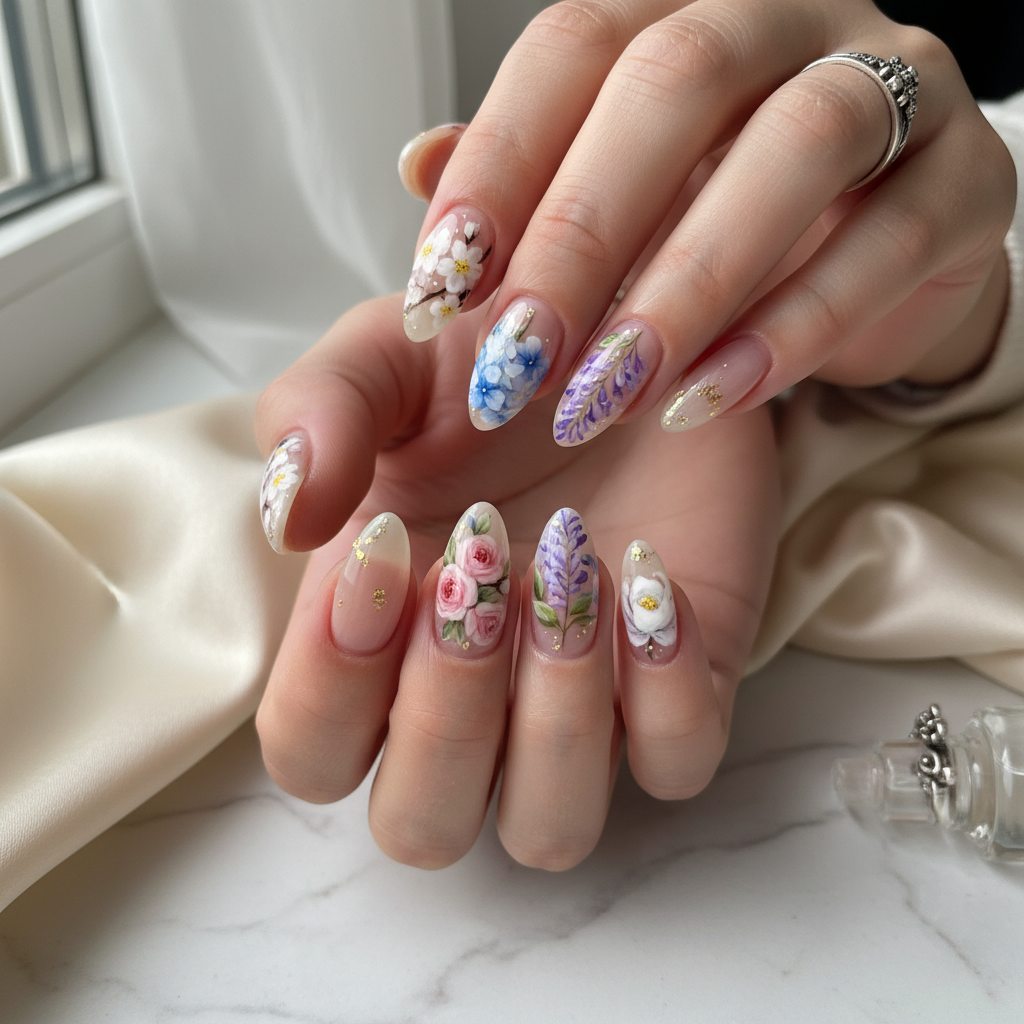 Photo-real Salon Floral Nails